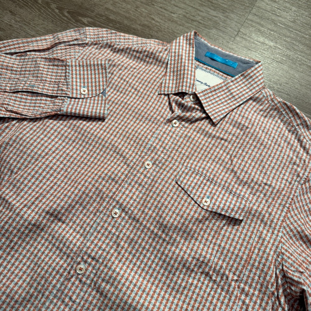Tommy Bahama Shirt Mens Large Plaid Long Sleeve Button Up Modern Preppy Casual